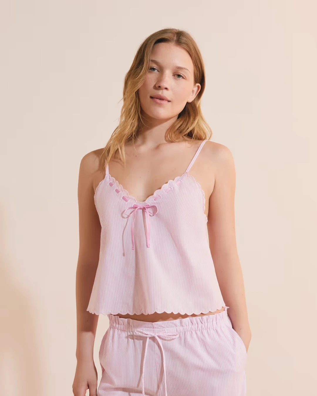 PIJ103 Pijama Rosé Encaje Soft - Imagen 1