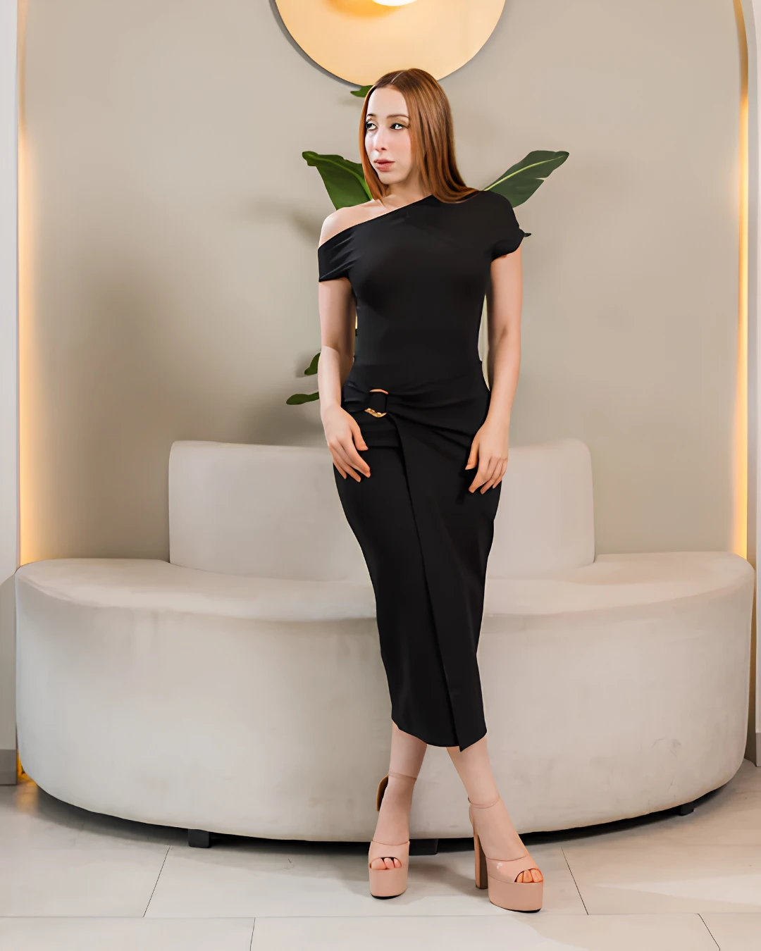 VES103 Vestido Noir Essential Midi - Imagen 1