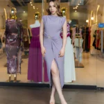 Vestido Lila Drapeado Side Slit