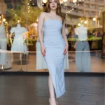 Vestido Celeste Aqua Ruched
